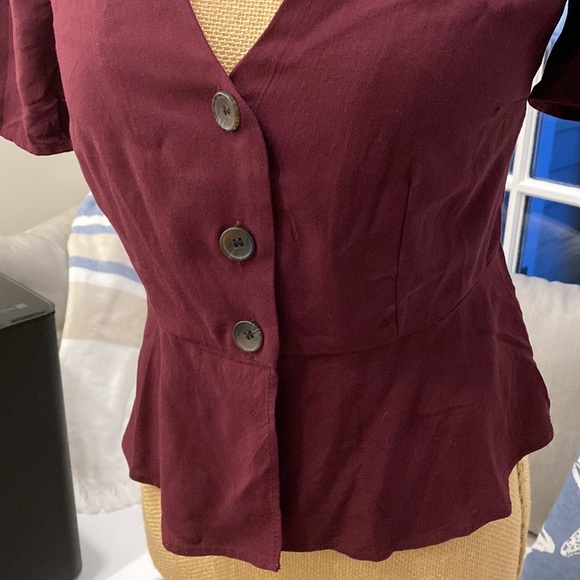 Forever 21 Peplum Deep Purple Button Blouse - Picture 4 of 10